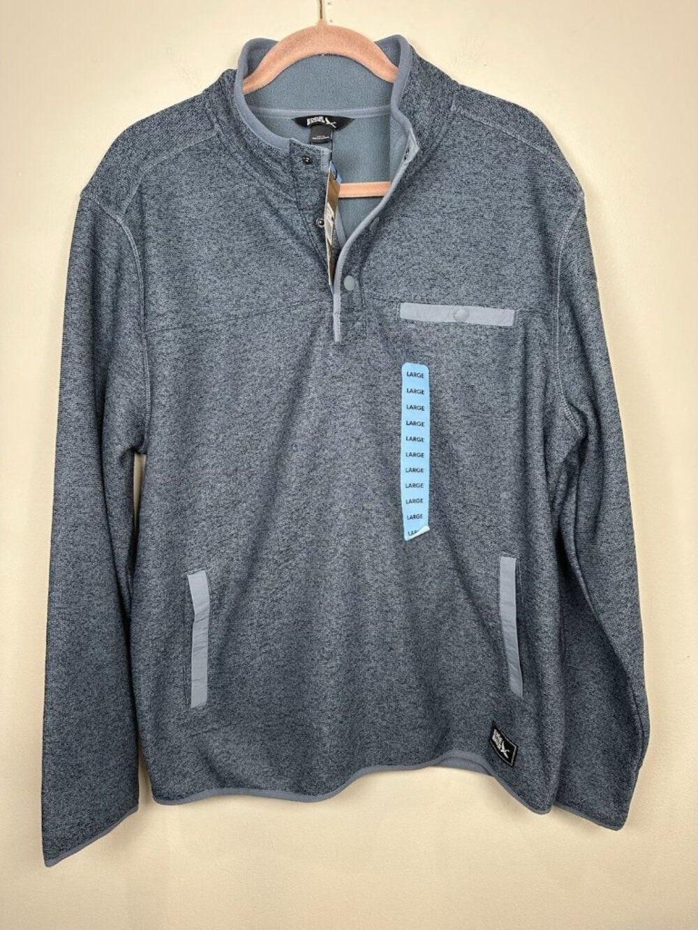 Eddie Bauer Sweater Fleece Size Large Blue Pullover Snap Front Cozy Work NWT